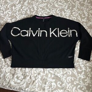 Calvin Klein Black Sweatshirt with Metallic Silver Logo